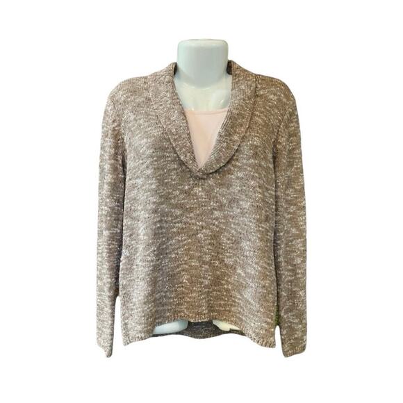 Jones Wear Women's Tan Cowl Neck Sweater W/ Attached Pink Insert | Size XL - Picture 1 of 9